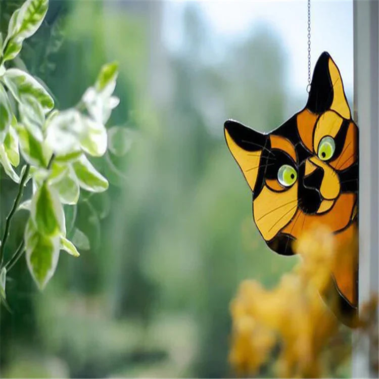 CatPeek – Handgefertigter Katzen-Sonnenfänger für Ihr Fenster!