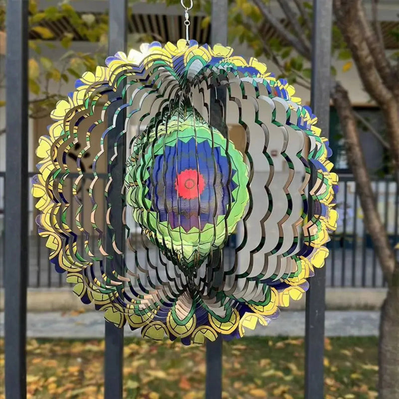 Lunavera 3D Windspiel Garten | Beruhigender Klang & Bewegung | Wetterfest & Bunt | Edelstahl-Dekoration 60 cm