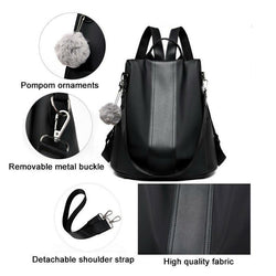 Valessia Damen Rucksack | Diebstahlschutz & Wasserabweisend | PU-Leder & Nylon | 31×33×14 cm