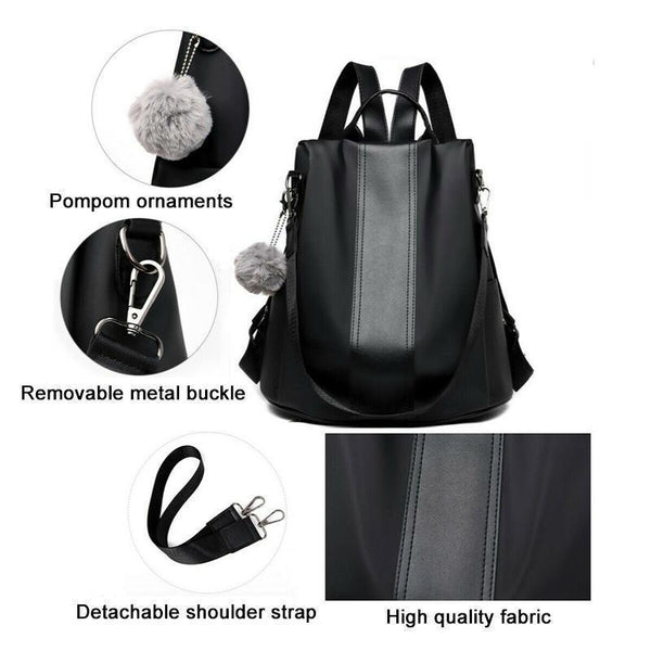 Valessia Damen Rucksack | Diebstahlschutz & Wasserabweisend | PU-Leder & Nylon | 31×33×14 cm