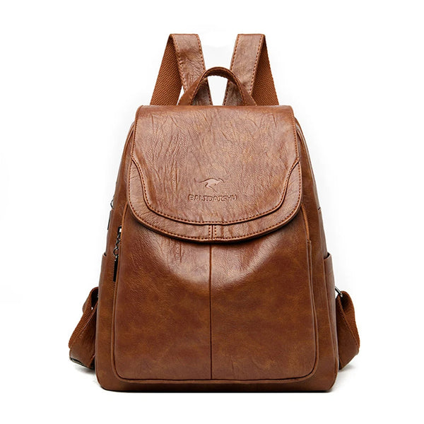 Lederrucksack UrbanVault | Antidiebstahl-Design | Eleganter Reisebegleiter | Für 15" Laptop