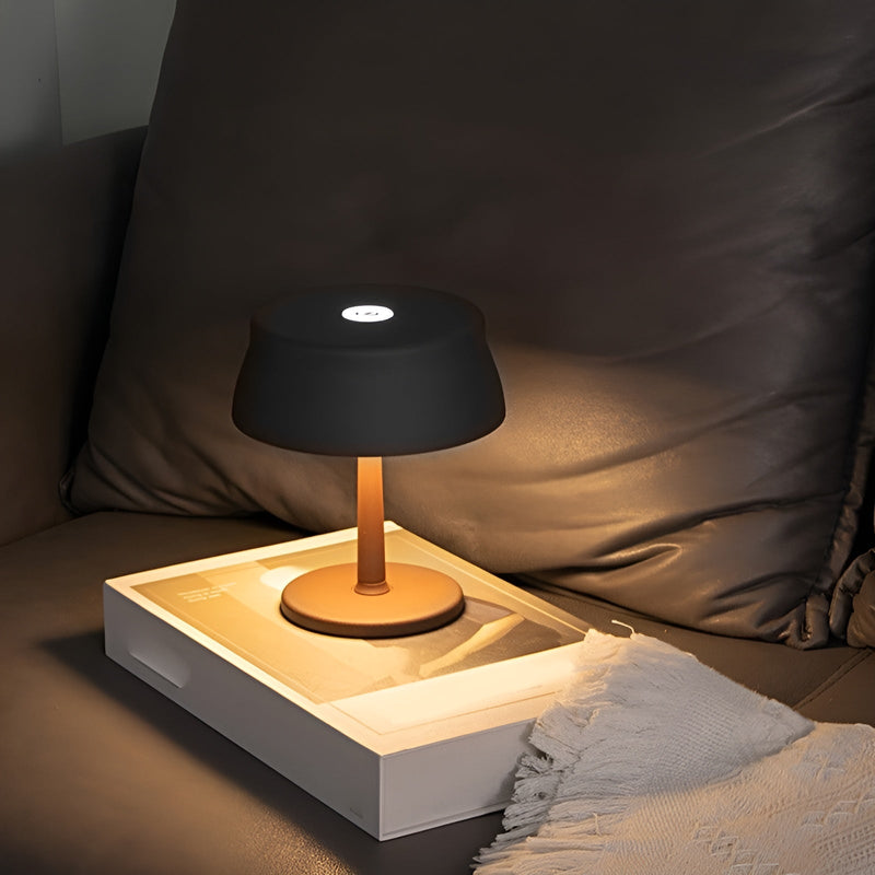 AlumaGlow Kabellose LED-Tischlampe | Touch-Dimmbar | Retro-Design | Wiederaufladbar | Aluminium Schwarz/Weiß