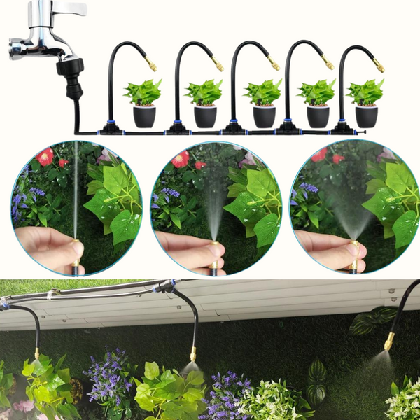 Rainiq AutoFlow Automatisches Bewässerungssystem Garten | Programmierbar & Wassersparend | Mit Regensensor | Robuste Kupferdüsen