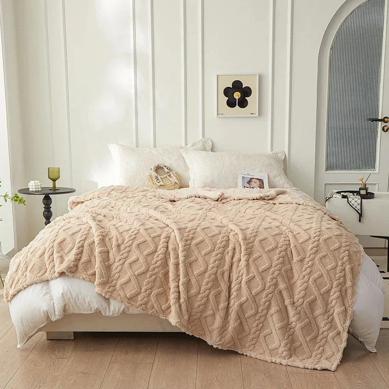 Lammwolldecke WoolAura | Zweiseitig Verdickt | Flanell & Lammwolle | Weich & Warm