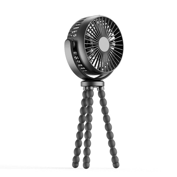 BRISLYGO Mobiler Akku-Ventilator 8000mAh | 360° drehbar mit LED-Nachtlicht | 4 Geschwindigkeiten & 27 Std. Laufzeit | USB-Ladung