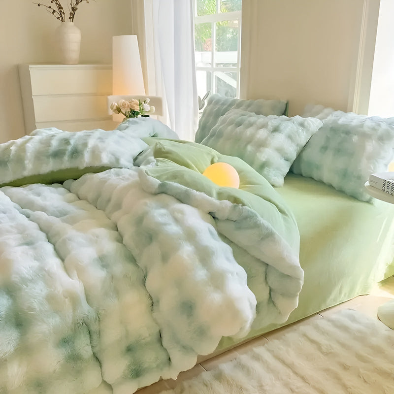 Plüsch-Bettbezug Lunafleece | Beidseitig Kaninchenfell & Milchsamt | Extra Warm & Weich | Perfekt für Herbst & Winter