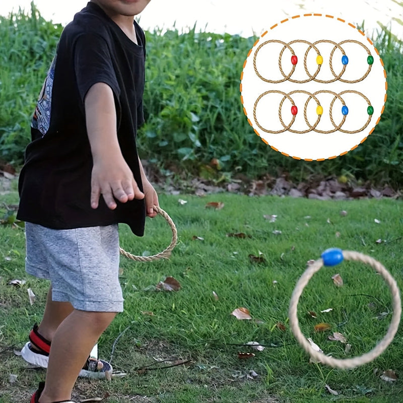 Wurfspiel-Set PlaySport Toss12 | 12-teilig | Aus Holz & Hanfseil | Mit Sportmotiven | Für Outdoor & Familie