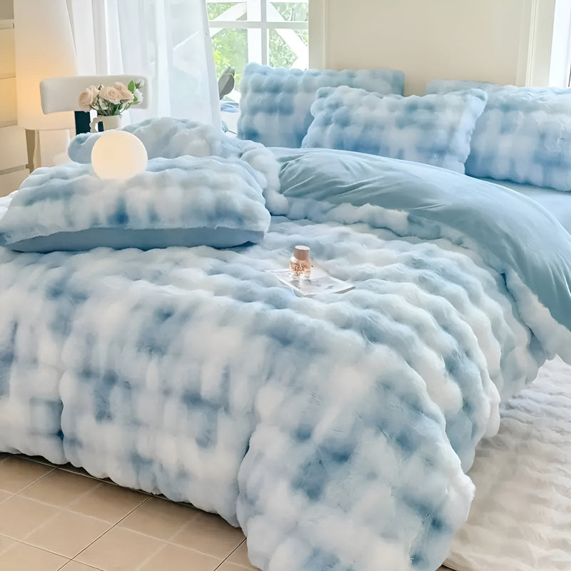 Plüsch-Bettbezug Lunafleece | Beidseitig Kaninchenfell & Milchsamt | Extra Warm & Weich | Perfekt für Herbst & Winter