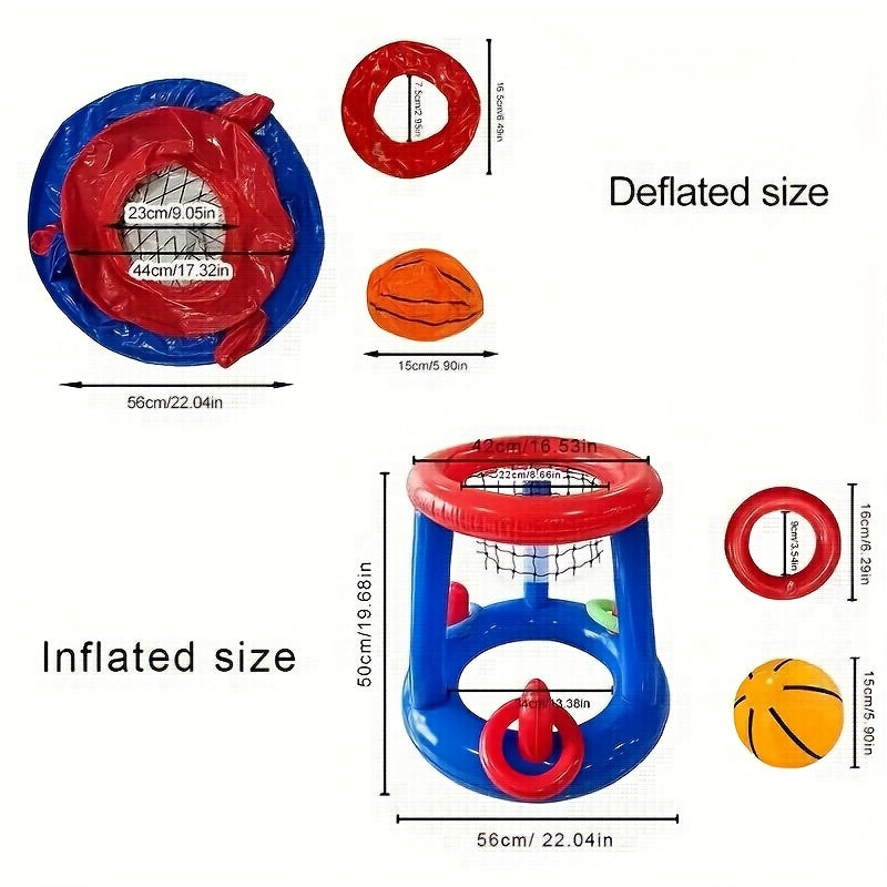 Aufblasbares Basketball-Set FloatHoop | Für Pool & Strand | Inkl. Ball & Ringe | Wasserfest & Tragbar