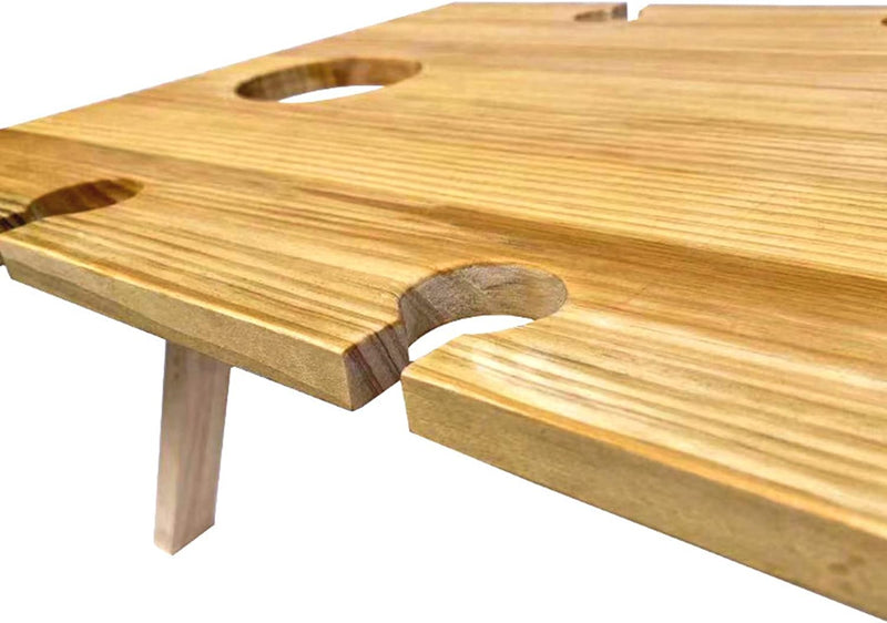 Tragbarer Weintisch Vinlora FoldWood | Faltbar & Mobil | Aus Holz | Mit Flaschen- & Glashalter | Für Picknick, Garten & Camping