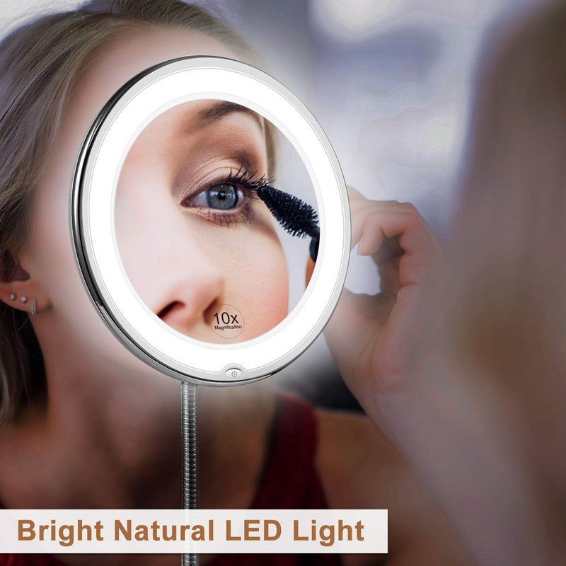 Luminessa LED-Vergrößerungsspiegel mit Schwanenhals | 10-fach Zoom & Tageslicht-LED | Flexibel & Kabellos