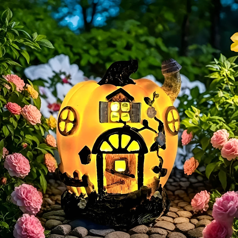 Solar-Kürbishaus Lumipumpa | LED-Gartenleuchte | Wetterfest & Energiesparend | Perfekt für Halloween & Herbstdeko