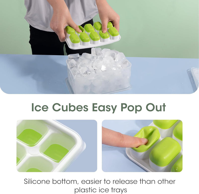 FROSTIFY Eiswürfelformen Silikon 4er Set | Stapelbar mit Aufbewahrungsbox | Flexibel & Platzsparend | Für Cocktails & Getränke