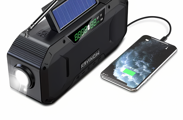 ResQwave Multi-Radio Notfallradio mit Kurbel & Solar | 5000–10000 mAh Powerbank | LED-Licht & SOS-Alarm | Kompakt & Robust