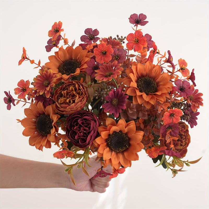 AutumnGlow Kunstblumen Set | 4-teilig | Realistische Herbstdeko | 32–35 cm