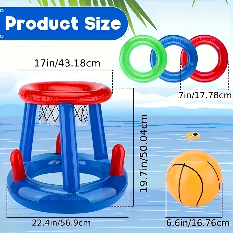 Aufblasbares Basketball-Set FloatHoop | Für Pool & Strand | Inkl. Ball & Ringe | Wasserfest & Tragbar
