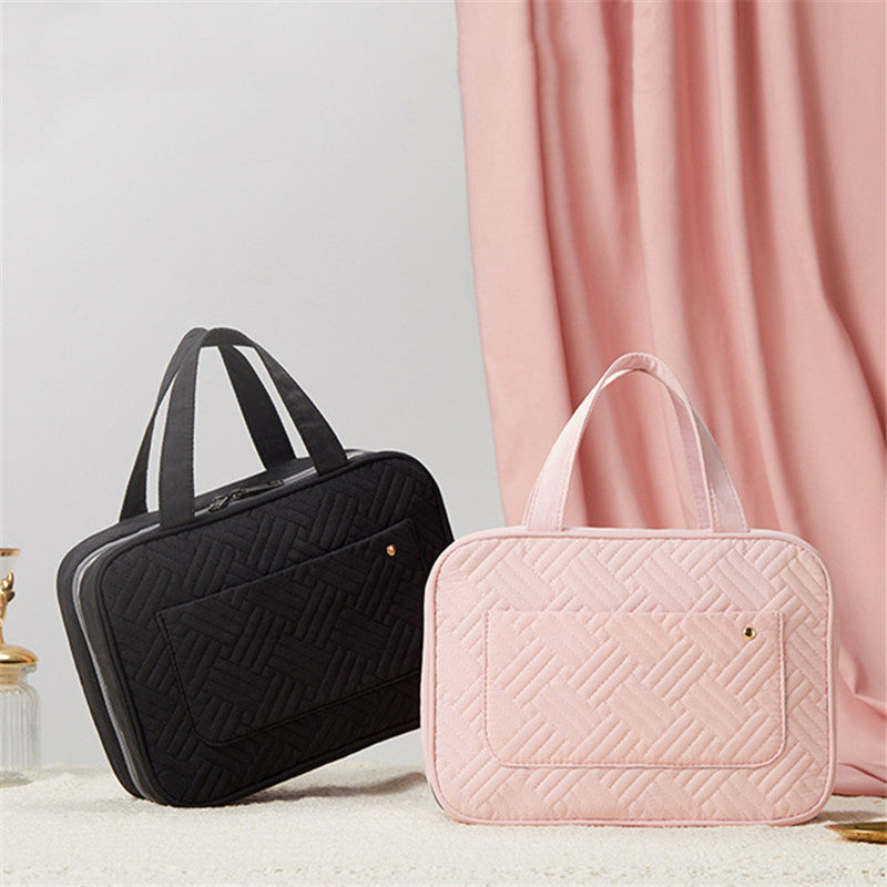 Travelique Reise-Kosmetik-Organizer | Kompakt & Wasserabweisend | Mit 4 Fächern & 360° Haken | Für Damen & Herren
