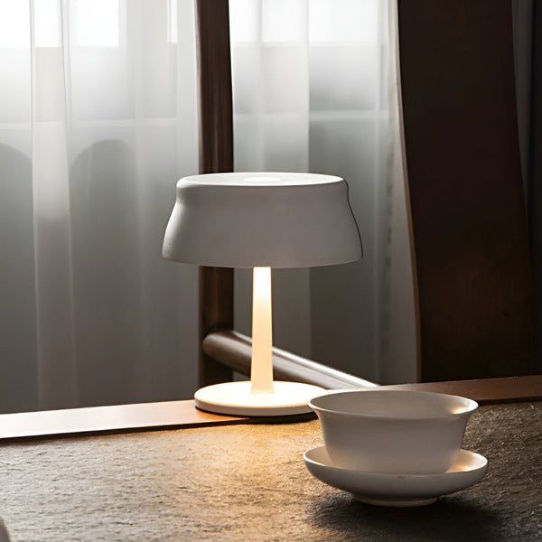 AlumaGlow Kabellose LED-Tischlampe | Touch-Dimmbar | Retro-Design | Wiederaufladbar | Aluminium Schwarz/Weiß