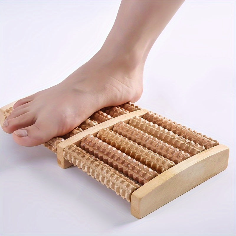 Fußmassageroller NaturTrek Relax | Gerillte Holzrollen | Fördert Durchblutung & Entspannung | 27×12 cm