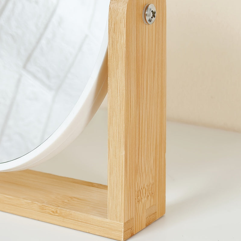 Miravelle Drehbarer Kosmetikspiegel mit Vergrößerung | Holzrahmen & Glas | 21×18×5 cm | Beidseitig nutzbar | Kompakt & stilvoll