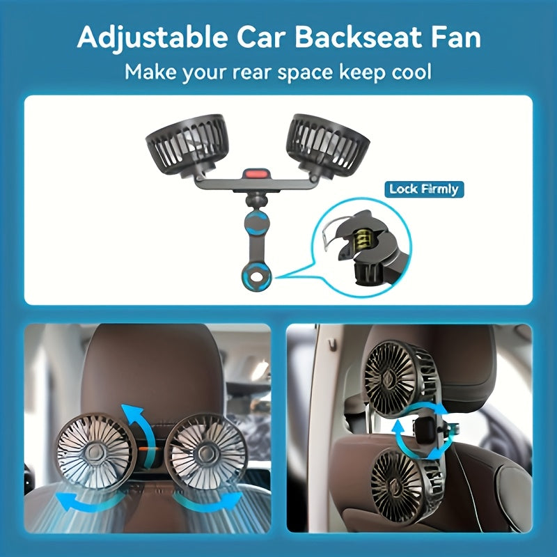 Doppellüfter AirTrek Duo | 360° drehbar | Ultra-leise & Kompakt | USB-Auto-Ventilator mit 5 Rotorblättern