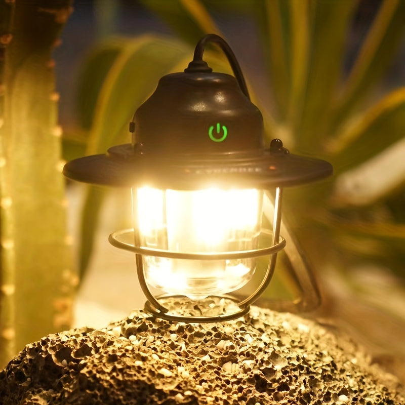 Retro LED Campinglampe CampGlow Classic | USB-Aufladbar & Robust | 15,5×6,6×10,5 cm | Für Outdoor & Notfälle