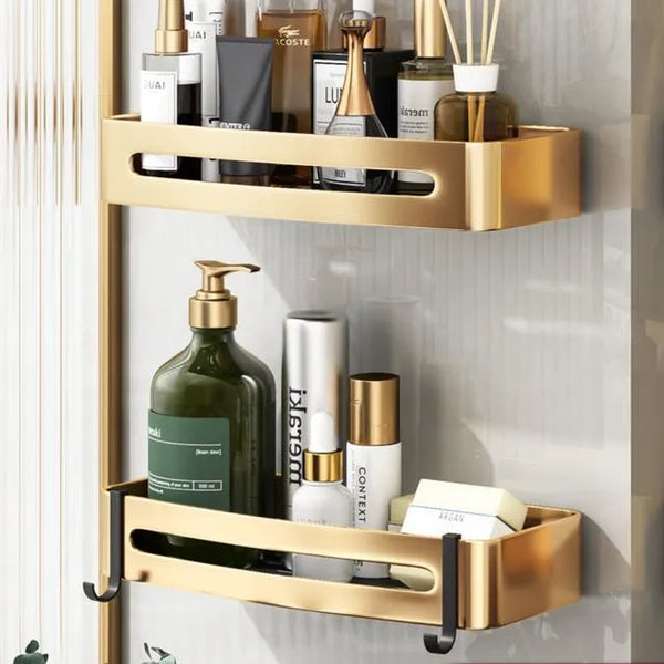 Badregal NEXAVO | Bohrfrei & Modern | 32×12,5 cm | Carbonstahl & Aluminium | Platzsparende Wandmontage
