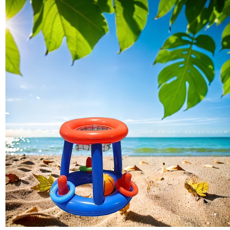 Aufblasbares Basketball-Set FloatHoop | Für Pool & Strand | Inkl. Ball & Ringe | Wasserfest & Tragbar
