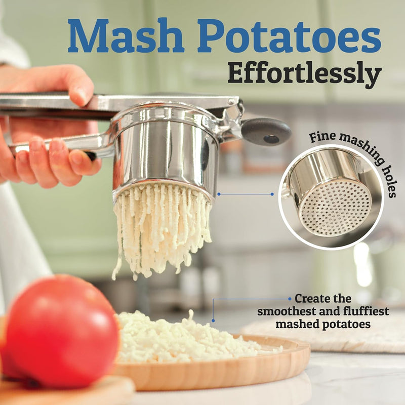 PureMasher Pro Edelstahl Kartoffelpresse 15oz | Extra Große Kapazität | Für Püree, Gemüse & Obst | Klumpenfrei & Robust