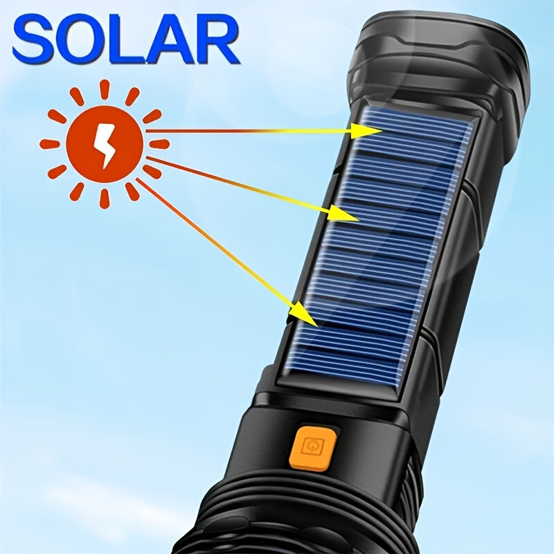 LED-Taschenlampe Solaytor Pro | Solar & USB Aufladbar | Mit COB-Seitenlicht | Wasserdicht IP45 | 18 × 6 cm