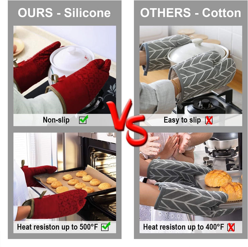 Ofenhandschuh-Set HeatGuard Pro | 6-teilig | Hitzebeständig bis 260 °C | Rutschfestes Silikon | Extra lang