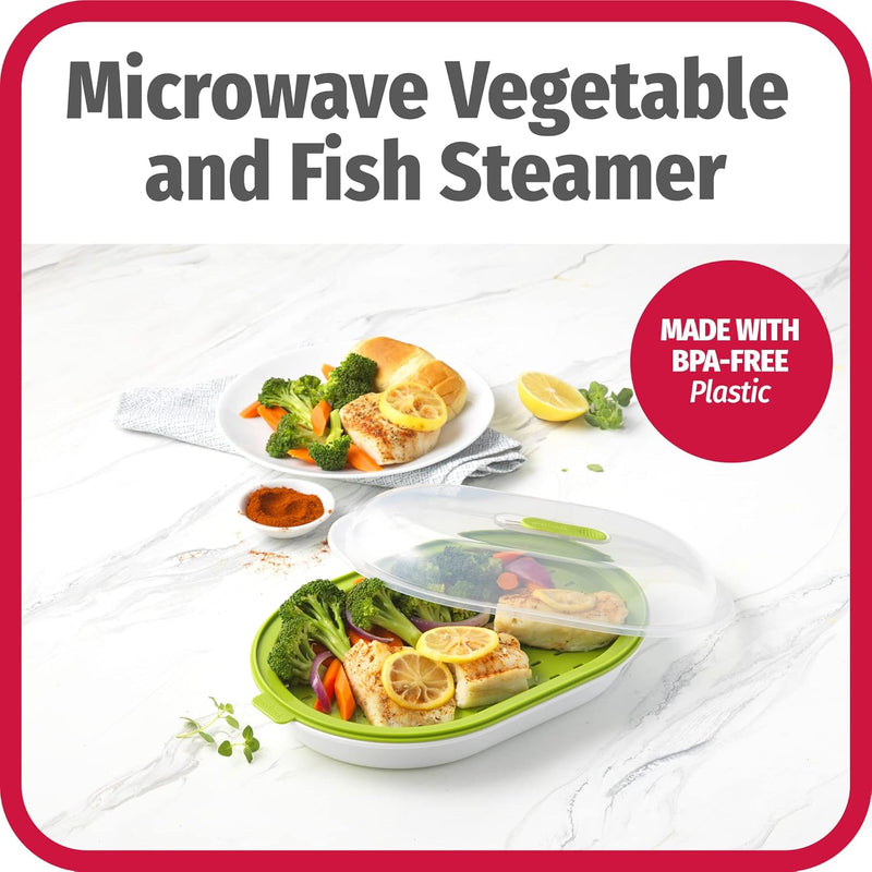 VITADAMPF Mikrowellen-Dampfgarer | Schonend Garen in Minuten | Für Gemüse & Fisch | Spülmaschinenfest & Nährstoffschonend