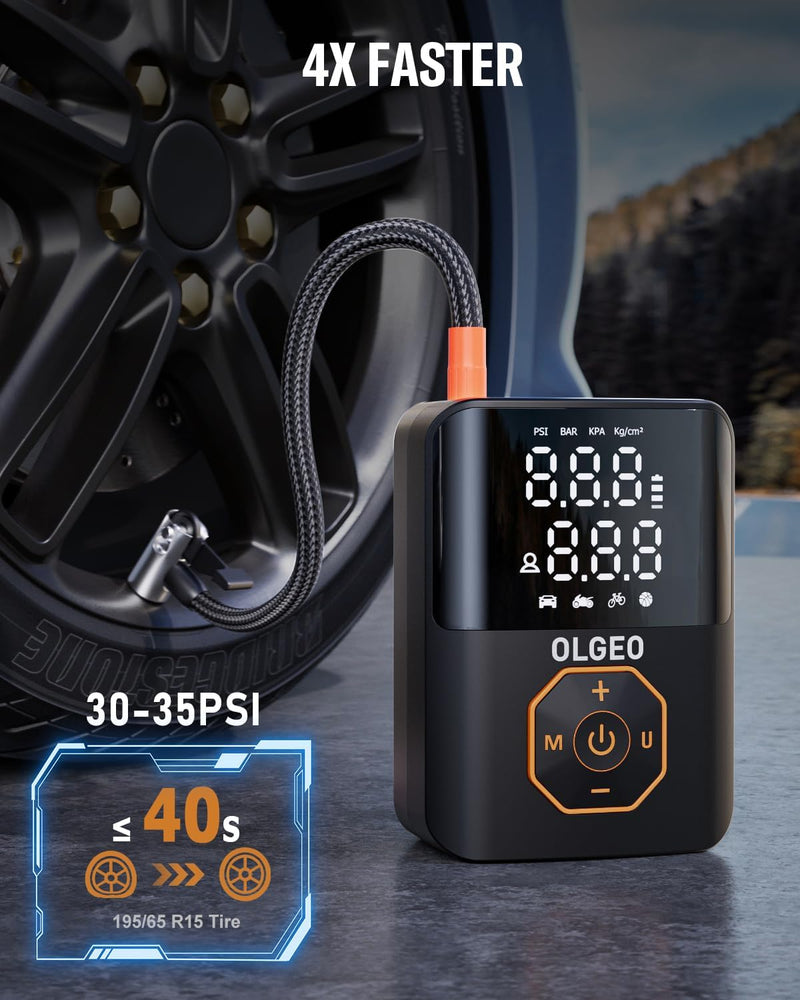 LUFTHELD Akku-Luftkompressor 18000mAh | 160 PSI Power | Tragbare Reifendruckpumpe für Auto, Motorrad & Fahrrad | Mit Zubehör & Tasche