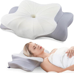 Ergonomisches Nackenstützkissen | Memory Foam | Zwei Höhen | Waschbarer Bezug