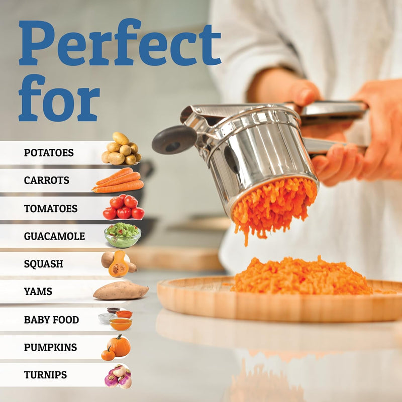 PureMasher Pro Edelstahl Kartoffelpresse 15oz | Extra Große Kapazität | Für Püree, Gemüse & Obst | Klumpenfrei & Robust