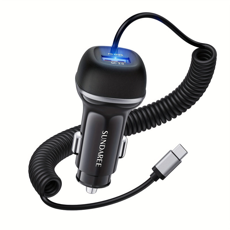VoltionDrive Schnellladegerät für das Auto | USB-C & QC 3.0 | 51W Leistung | 3 Anschlüsse