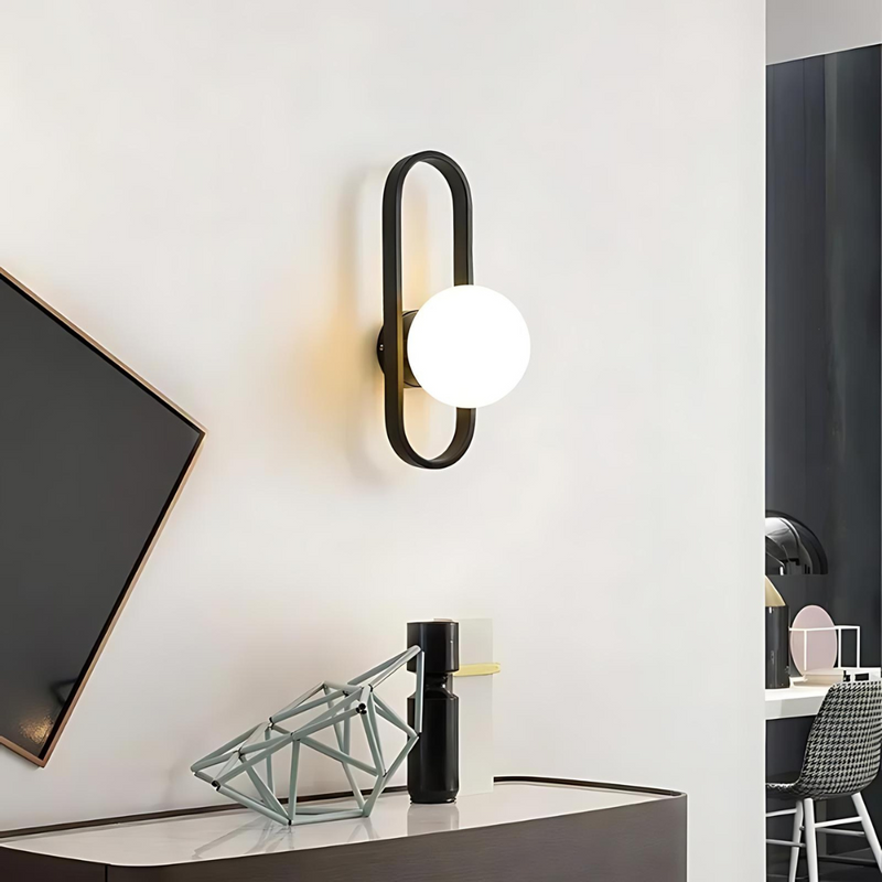 Wandleuchte VITRONA | Mattglas & Metall | E27 LED Inkl. | Warmweißes Licht | 40x15x10 cm