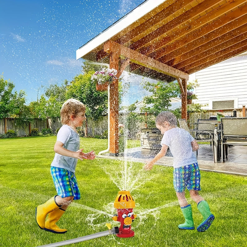 Wassersprinkler HydroHero | Drehender Feuerhydrant-Effekt | Für Garten & Sommer-Wasserspaß | Schlauchanschluss