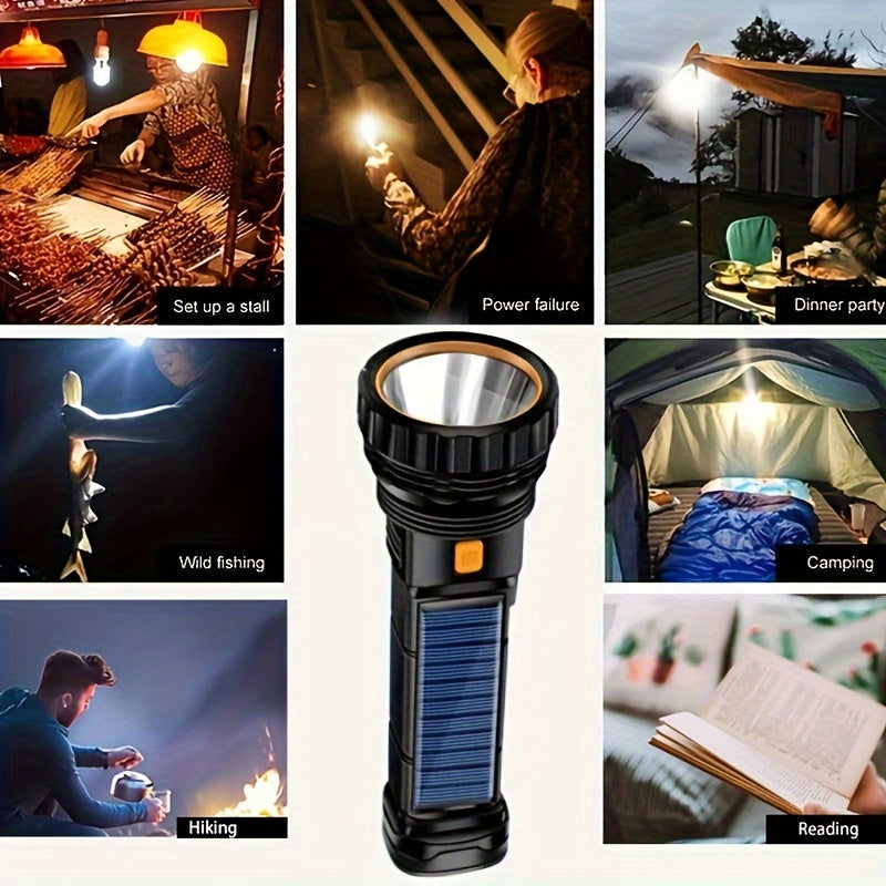 LED-Taschenlampe Solaytor Pro | Solar & USB Aufladbar | Mit COB-Seitenlicht | Wasserdicht IP45 | 18 × 6 cm