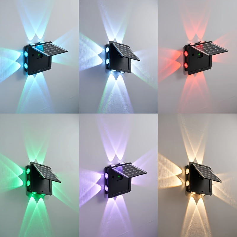 LumiVita GlowWall Solar Wandleuchte | Farbwechsel & Warmweiß | Wetterfest & Kabellos | 1800 mAh Akku