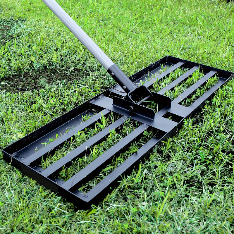 LawnMaster Pro Rasen-Nivellierer | Edelstahl & Aluminium | Offenes Rostdesign | 198 × 43,2 cm