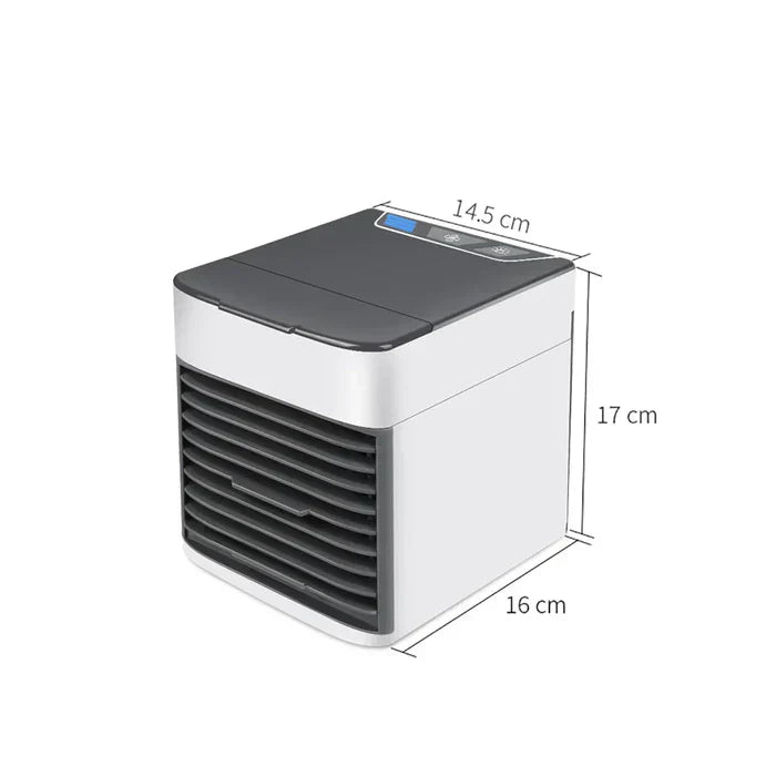 Mini Klimagerät Airiloft | 3-in-1 Luftkühler, Luftbefeuchter & Reiniger | 7-Farb-LED & USB-Anschluss | Weiß 14×14×14,5 cm