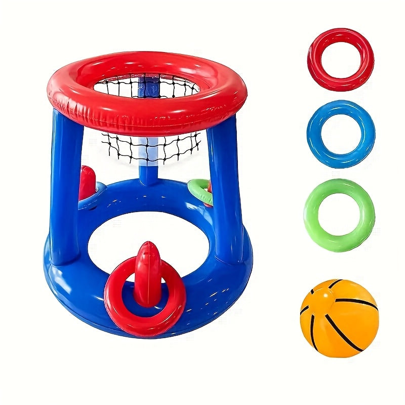 Aufblasbares Basketball-Set FloatHoop | Für Pool & Strand | Inkl. Ball & Ringe | Wasserfest & Tragbar