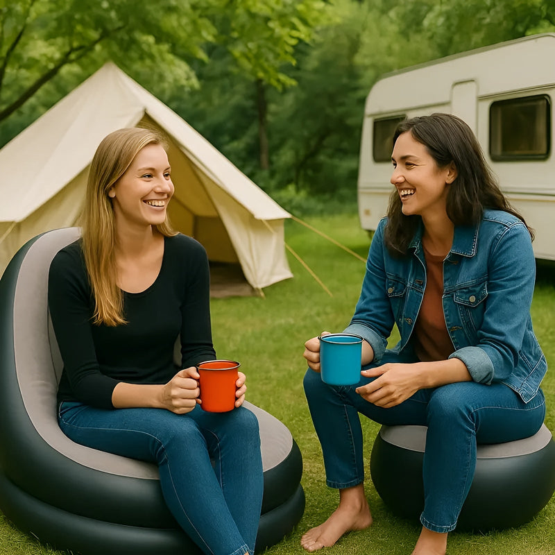 Aufblasbares Sofa AirLounge Solo | Mit Hocker | Ergonomisch & Wetterfest | Für Innen & Außen | 1 Person