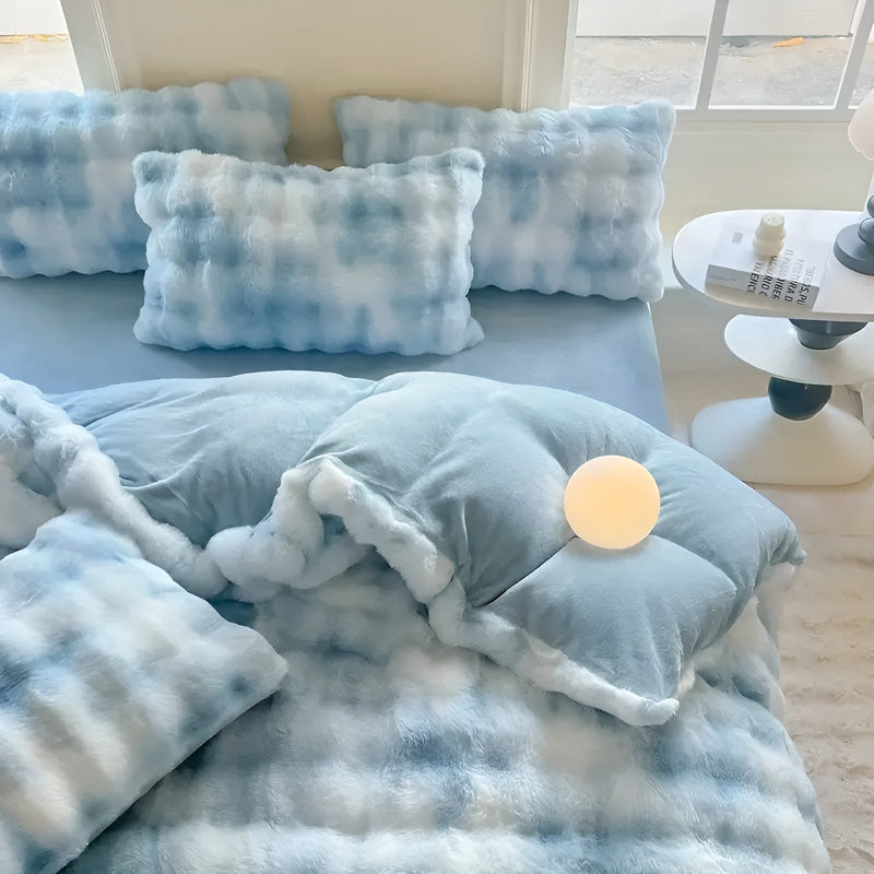 Plüsch-Bettbezug Lunafleece | Beidseitig Kaninchenfell & Milchsamt | Extra Warm & Weich | Perfekt für Herbst & Winter