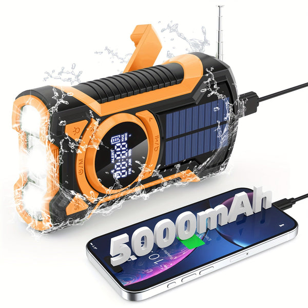 Notfallradio Solivox Pro | Solar & Kurbelbetrieben | 5000 mAh Powerbank | LED-Taschenlampe & SOS-Alarm