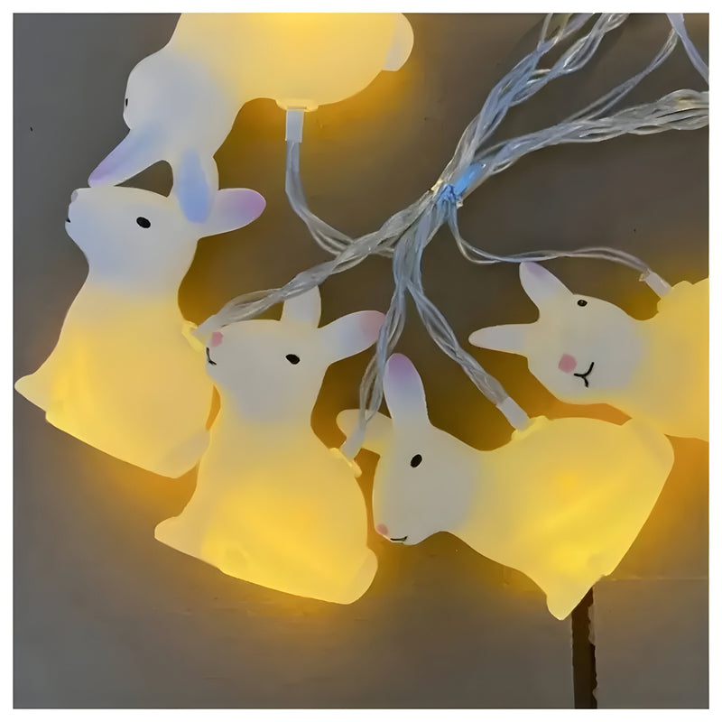 Nostalune LED Hasen-Lichterkette | Vintage Stil | Batteriebetrieben & Kinderfreundlich | Weiß