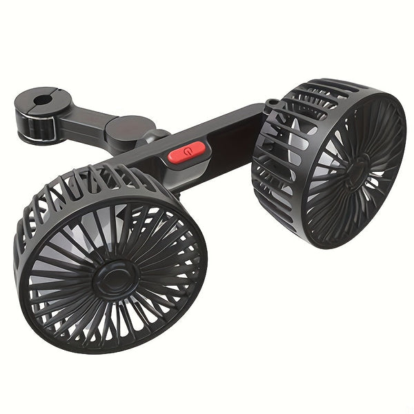 Doppellüfter AirTrek Duo | 360° drehbar | Ultra-leise & Kompakt | USB-Auto-Ventilator mit 5 Rotorblättern
