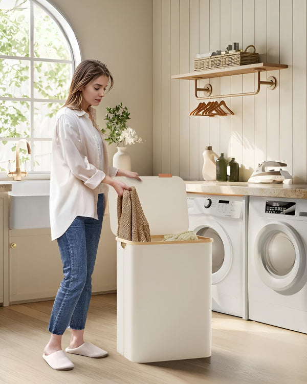 Sortiva Wäschekorb 150L | 3-Fach-System | Robust & Abnehmbar | 60x40x70 cm