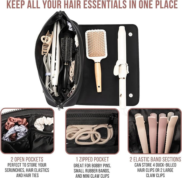 STYLEVOY Haartool-Tasche 2-in-1 | Hitzebeständige Matte & Reise-Etui | Organizer für Glätteisen & Lockenstab | Kompakt & Stylisch